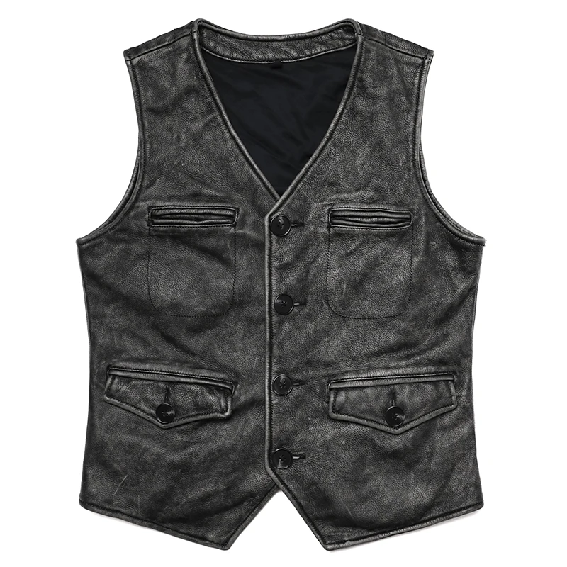 Leather Work Vest For Men - Vêtements de travail vintage pour hommes,