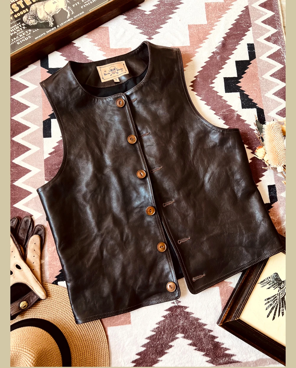 Leather Work Vest For Men - YR!-Gilet de travail plat en cuir