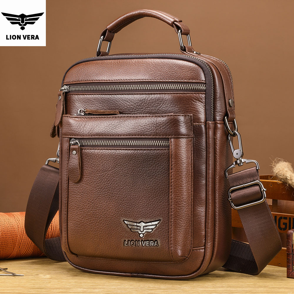 Leather Work Bag Men - Sac à bandoulière pour homme LION