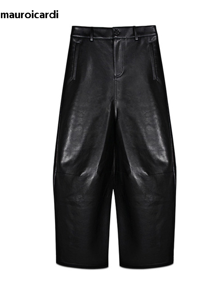 Pantalon large en cuir PU noir - Leather Work Pants avis et prix