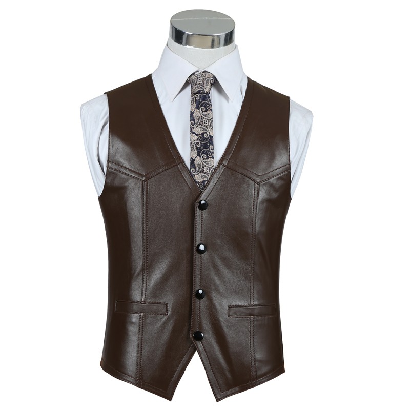 Gilet en peau de mouton en cui - Leather Work Vest For Men avis et prix